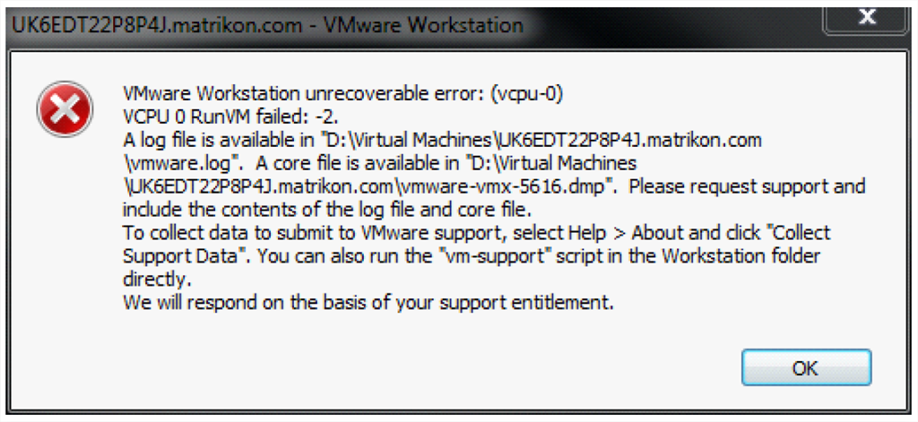 VMWare Workstation Error