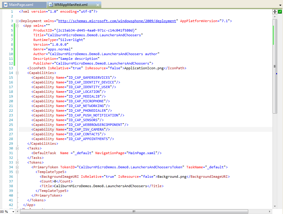 WMAppManifest.xml file