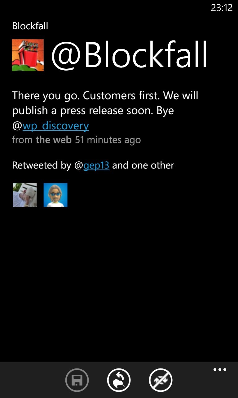 Blockfall Tweet