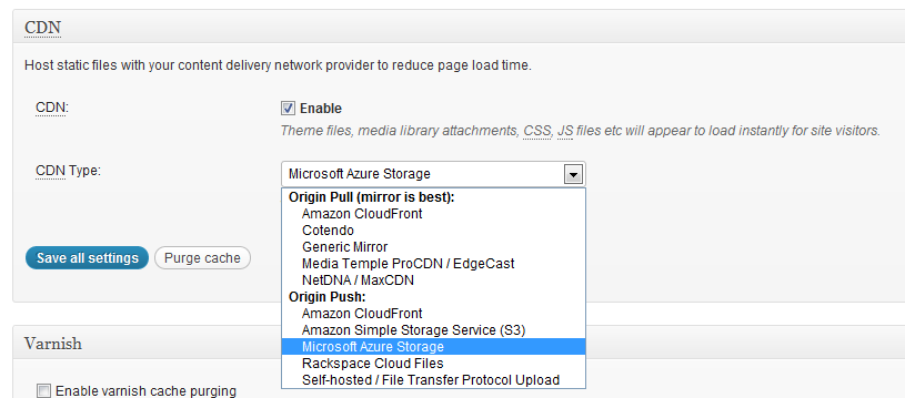 W3TC CDN Options