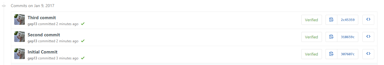 Series of commits into Source Control