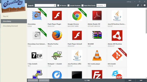 Chocolatey GUI Tile View