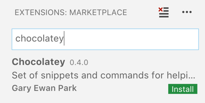 Chocolatey Extension Install