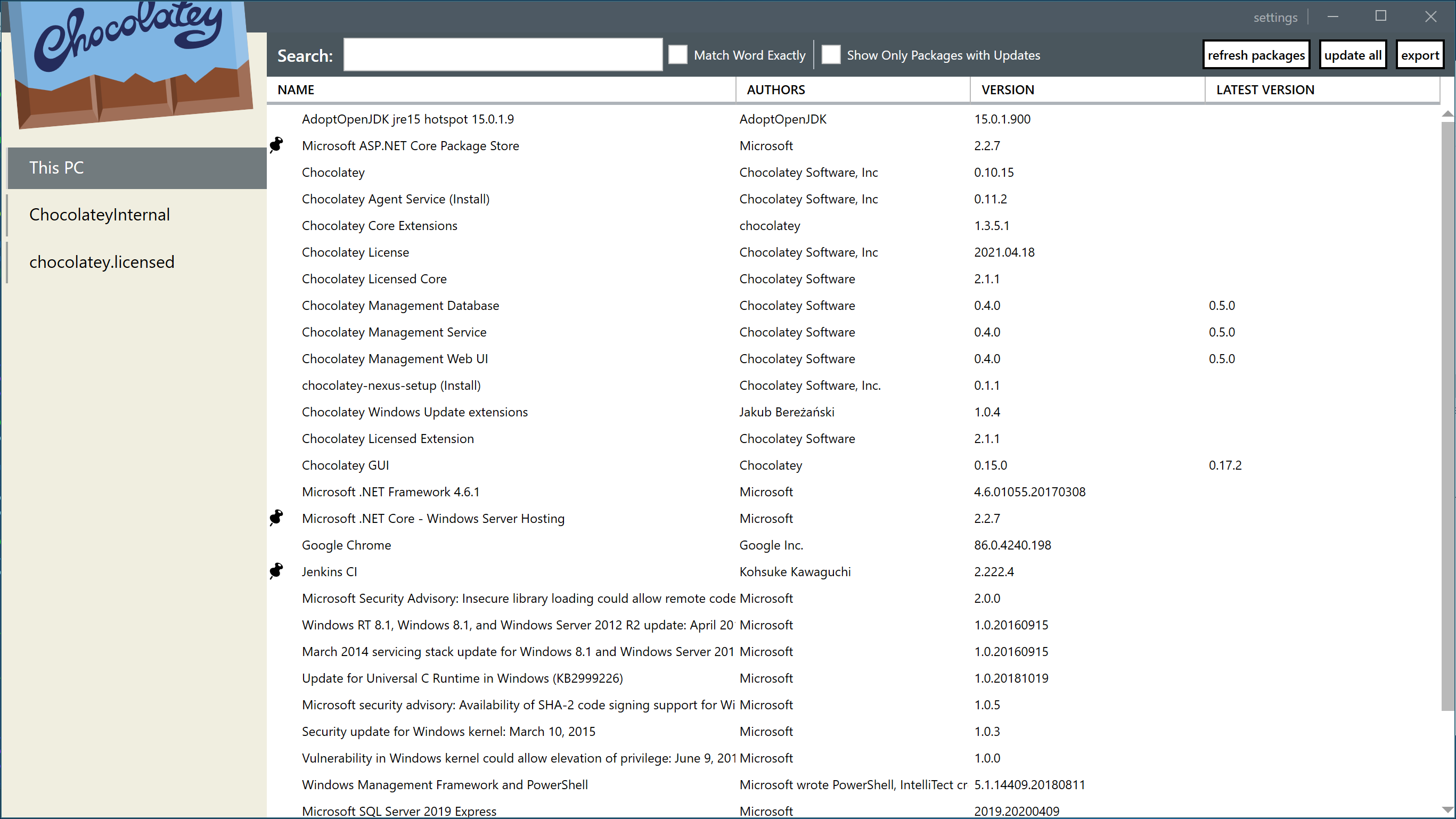 Chocolatey GUI Version 0.15.0